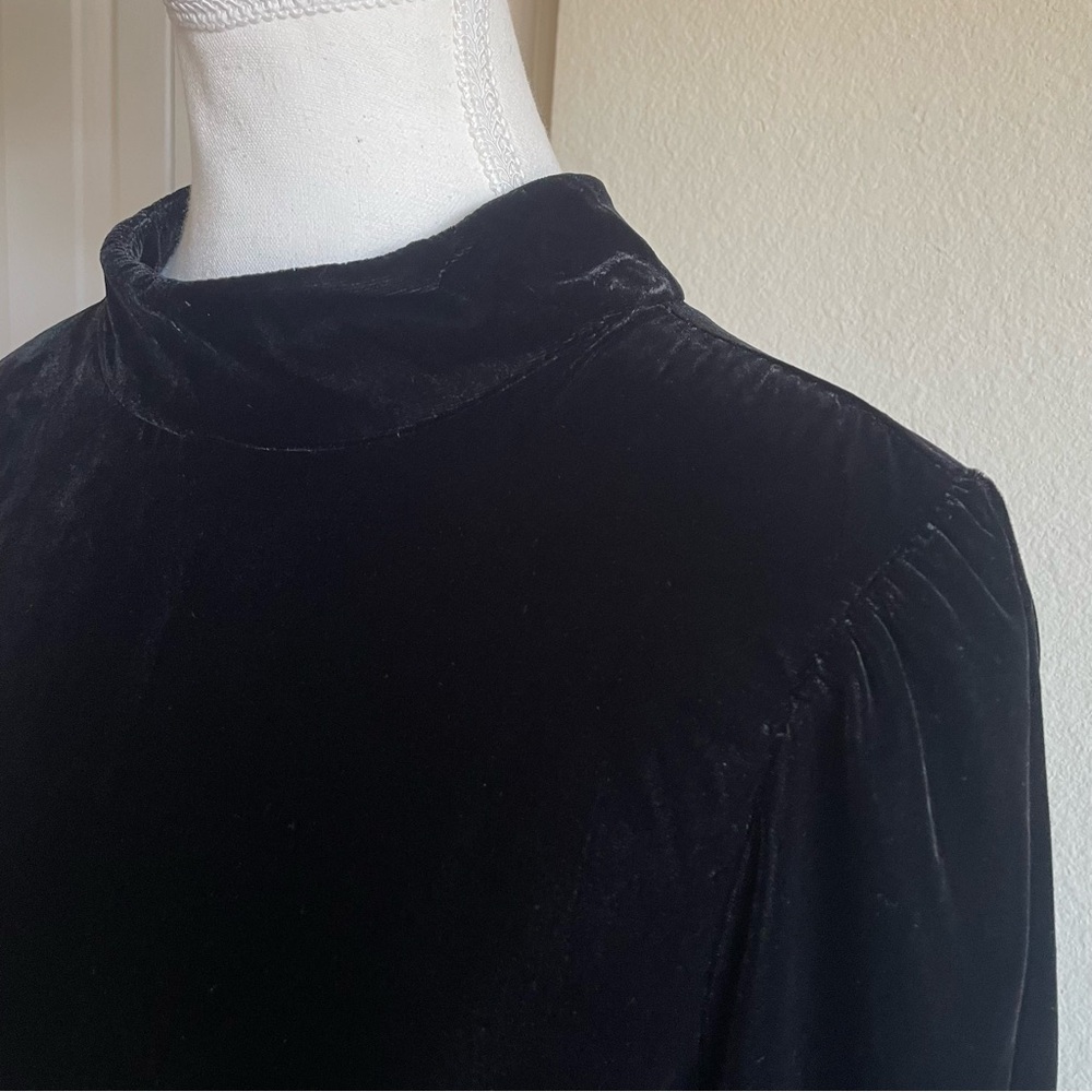 Banana Republic Velvet Dress Women’s S Black Cutout Mock Chic Luxury Whimsigoth - Picture 2 of 11